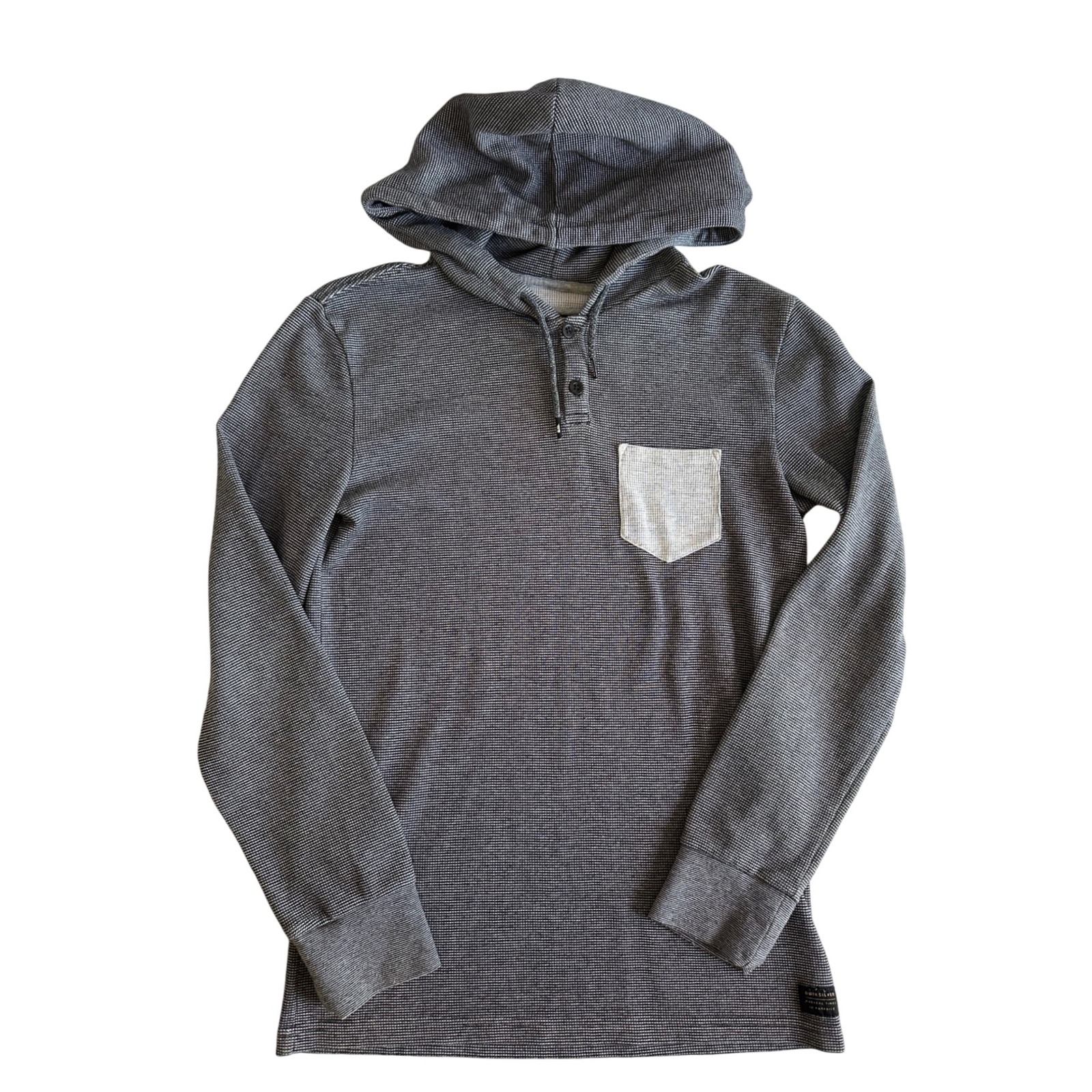 Quiksilver Men's Small S Hoodie Henley Long Sleeve Striped Shirt Surf Casual